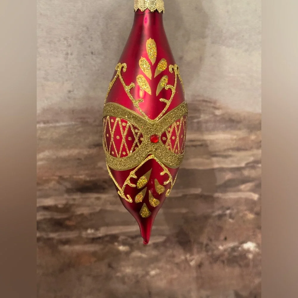 Vintage Lot 6 / Vintage RAUCH Red Gold Glitter Ornaments